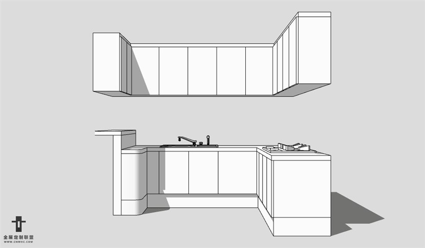 SketchUp柜子模型草图大师厨柜3D模型Buffet-004