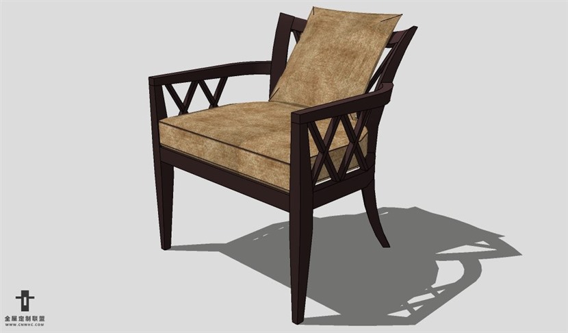 SketchUp椅子模型草图大师扶手单椅模型Armchair-001