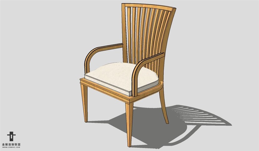 SketchUp椅子模型草图大师扶手单椅模型Armchair-004