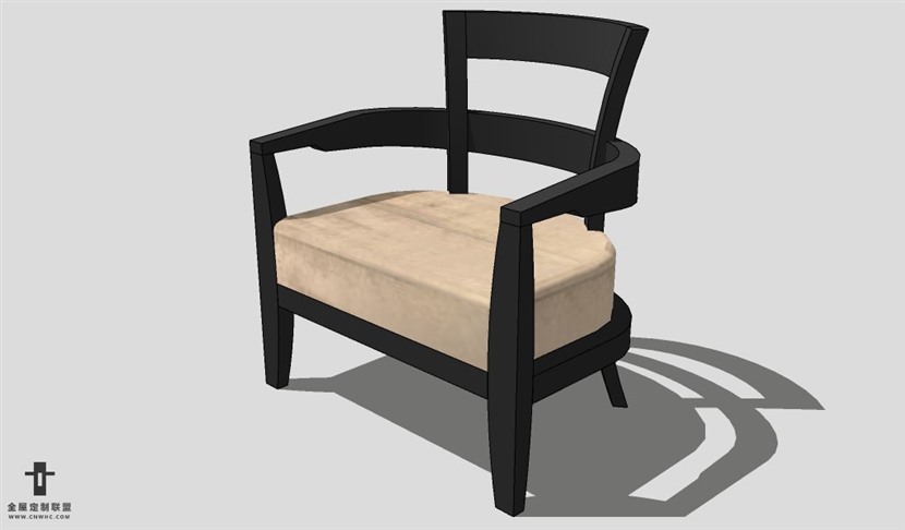 SketchUp椅子模型草图大师扶手单椅模型Armchair-008