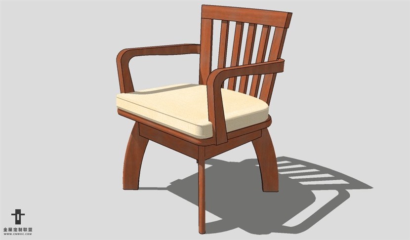 SketchUp椅子模型草图大师扶手单椅模型Armchair-017