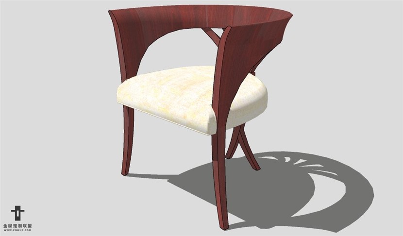 SketchUp椅子模型草图大师扶手单椅模型Armchair-018