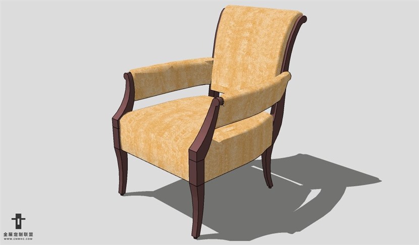 SketchUp椅子模型草图大师扶手单椅模型Armchair-020