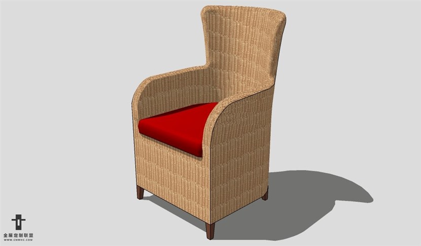 SketchUp椅子模型草图大师扶手单椅模型Armchair-023