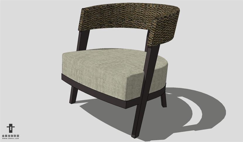 SketchUp椅子模型草图大师扶手单椅模型Armchair-026