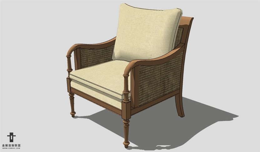 SketchUp椅子模型草图大师扶手单椅模型Armchair-029