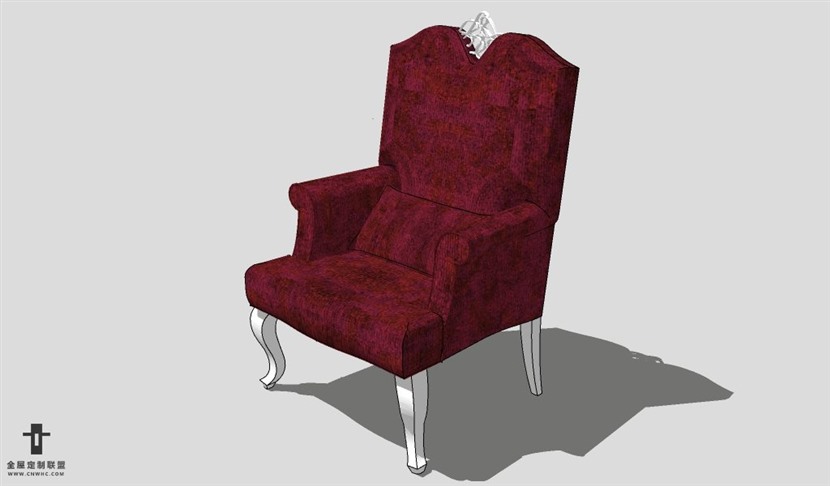 SketchUp椅子模型草图大师扶手单椅模型Armchair-030