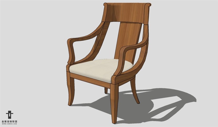 SketchUp椅子模型草图大师扶手单椅模型Armchair-036