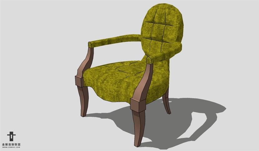 SketchUp椅子模型草图大师扶手单椅模型Armchair-037