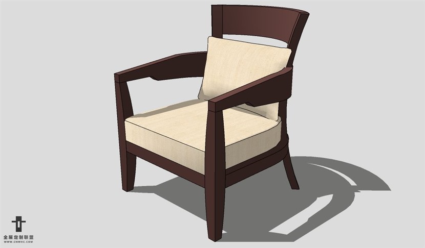 SketchUp椅子模型草图大师扶手单椅模型Armchair-038