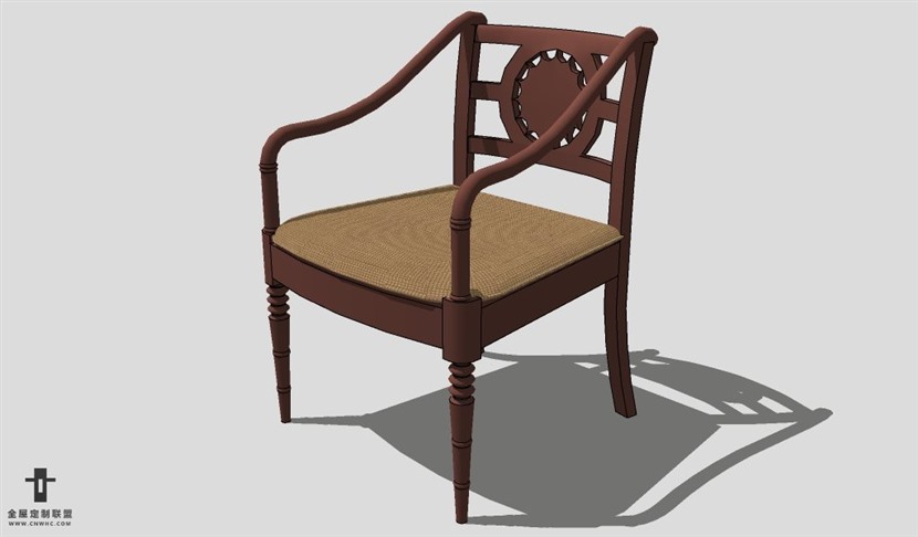 SketchUp椅子模型草图大师扶手单椅模型Armchair-039