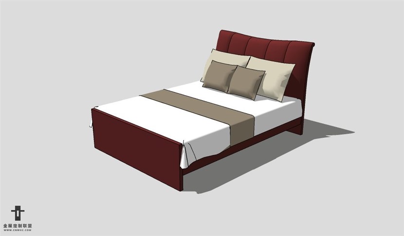 SketchUp床模型草图大师双人床3D模型Bed-002