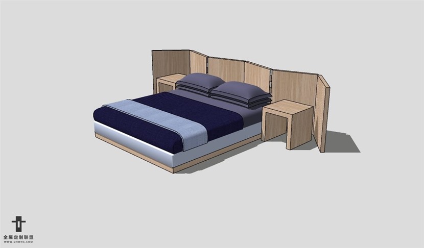 SketchUp床模型草图大师双人床3D模型Bed-004