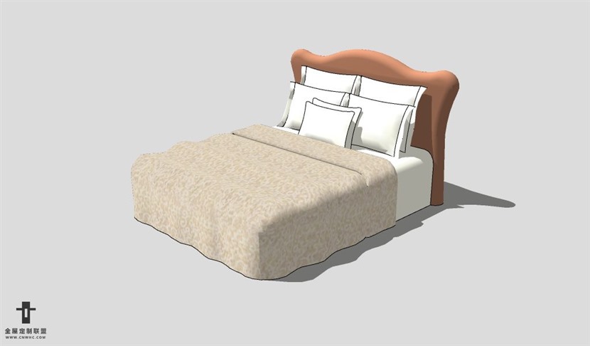 SketchUp床模型草图大师双人床3D模型Bed-005