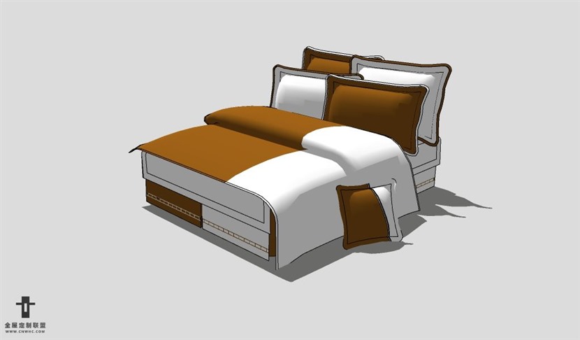 SketchUp床模型草图大师双人床3D模型Bed-011