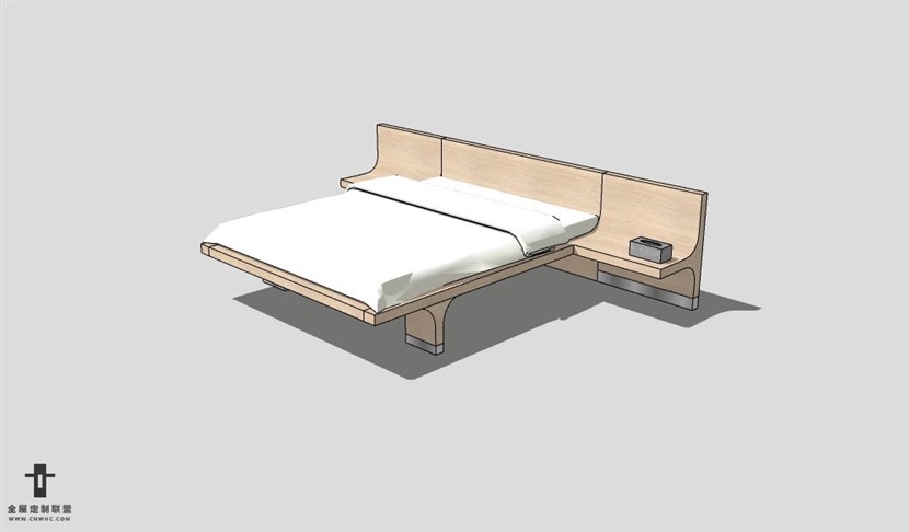 SketchUp床模型草图大师双人床3D模型Bed-018