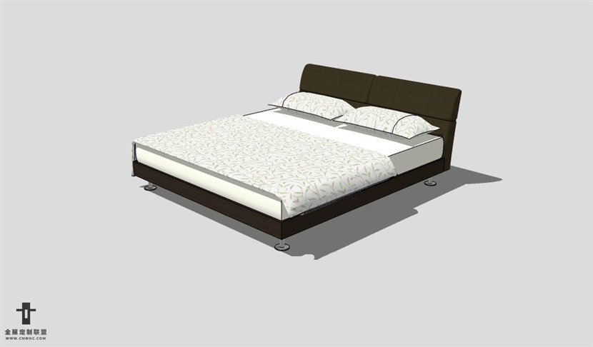 SketchUp床模型草图大师双人床3D模型Bed-019