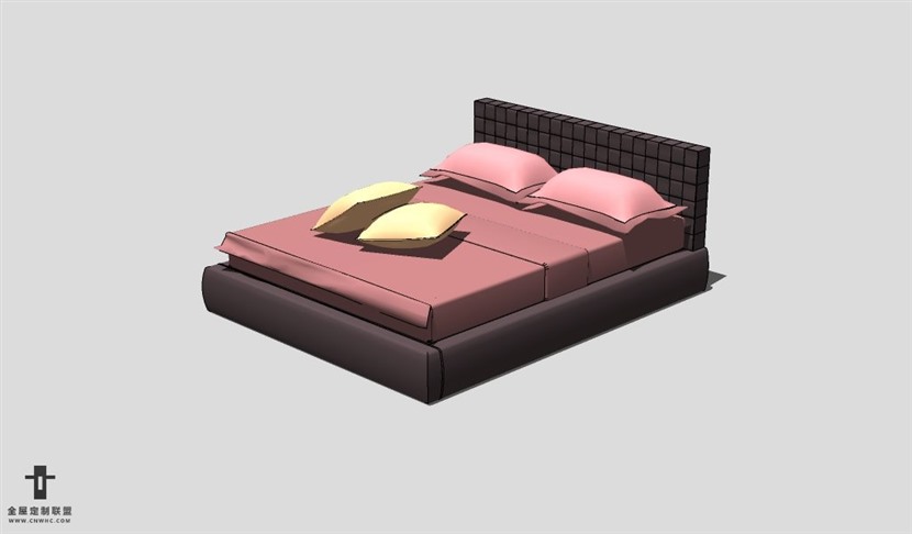 SketchUp床模型草图大师双人床3D模型Bed-020