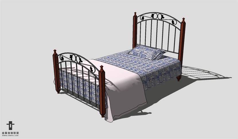 SketchUp床模型草图大师双人床3D模型Bed-022