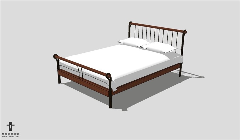 SketchUp床模型草图大师双人床3D模型Bed-023