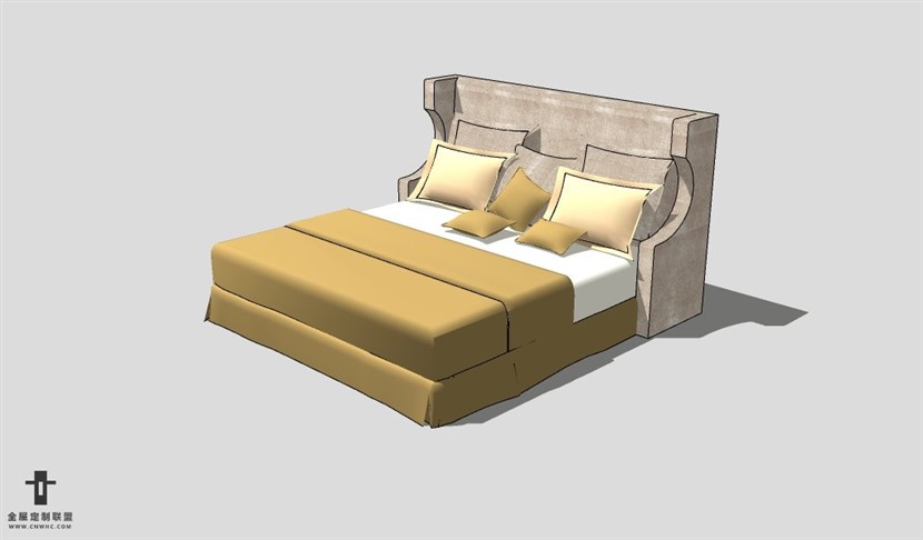 SketchUp床模型草图大师双人床3D模型Bed-024