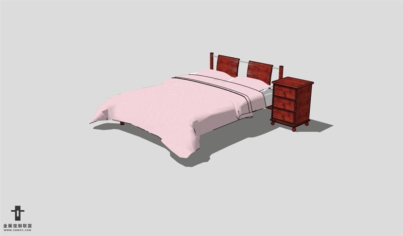 SketchUp床模型草图大师双人床3D模型Bed-025