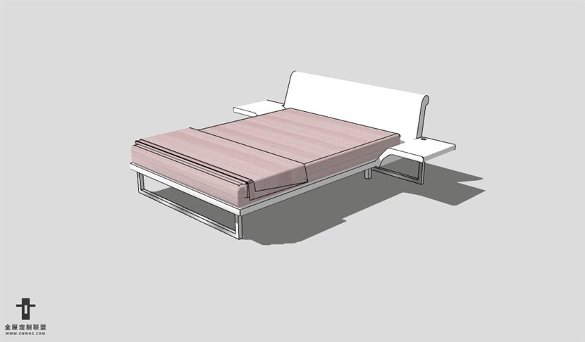 SketchUp床模型草图大师双人床3D模型Bed-030