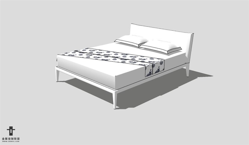 SketchUp床模型草图大师双人床3D模型Bed-031