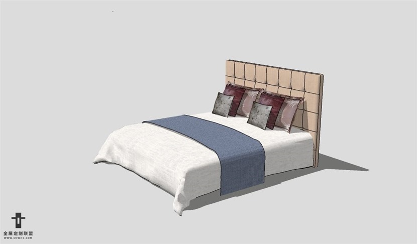 SketchUp床模型草图大师双人床3D模型Bed-033