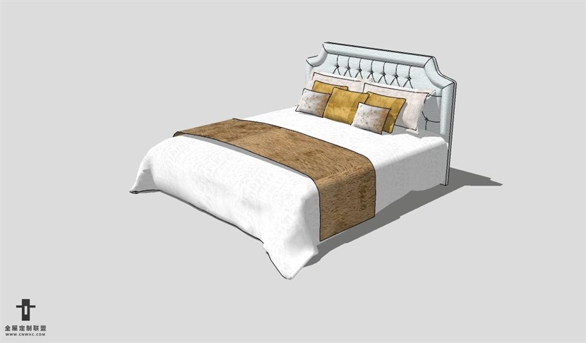 SketchUp床模型草图大师双人床3D模型Bed-040