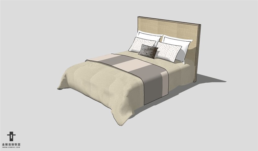 SketchUp床模型草图大师双人床3D模型Bed-045