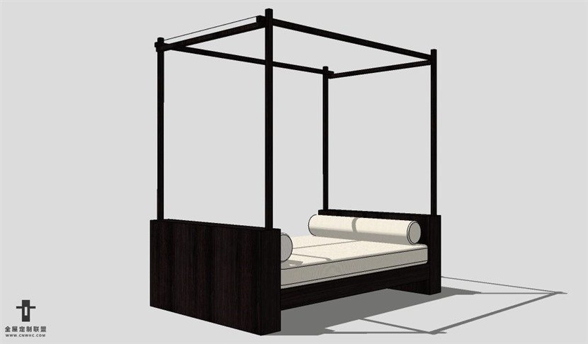 SketchUp床模型草图大师双人床3D模型Bed-047