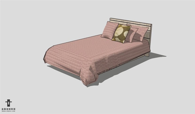 SketchUp床模型草图大师双人床3D模型Bed-048