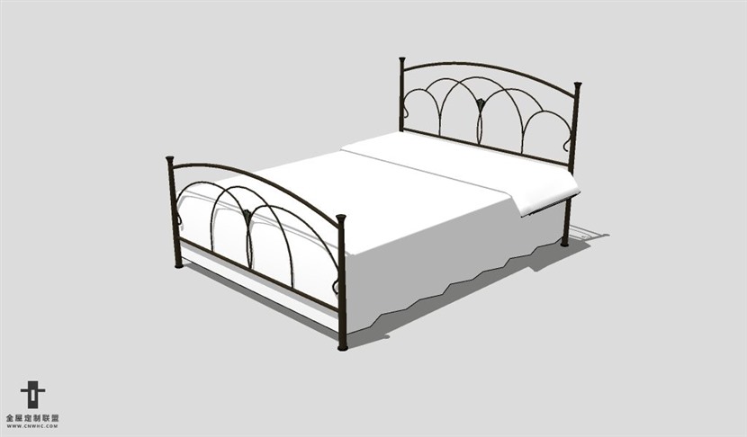 SketchUp床模型草图大师双人床3D模型Bed-051