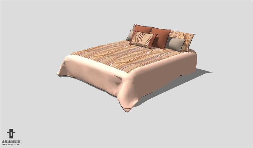 SketchUp床模型草图大师双人床3D模型Bed-054