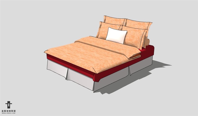 SketchUp床模型草图大师双人床3D模型Bed-055