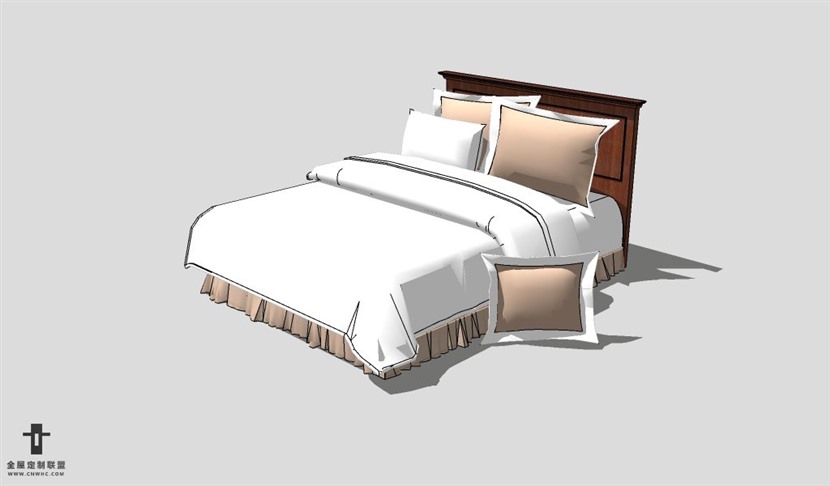 SketchUp床模型草图大师双人床3D模型Bed-059