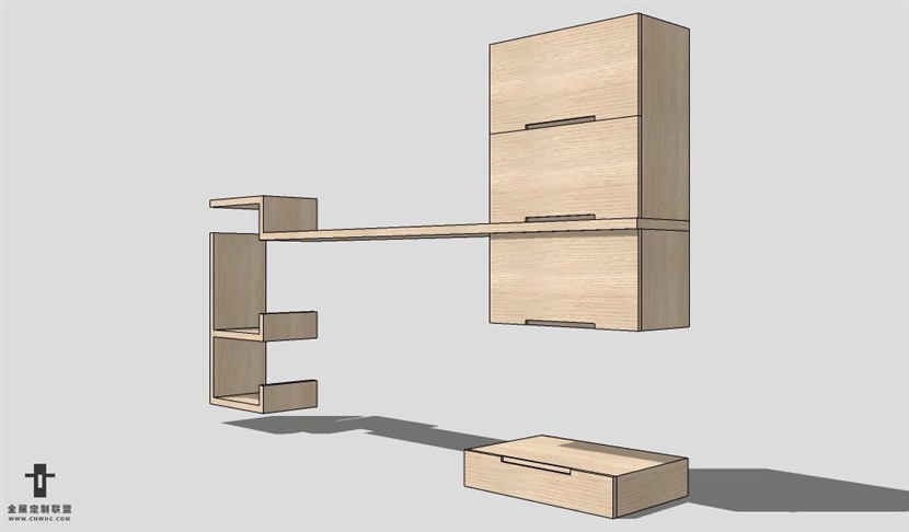 SketchUp置物架模型草图大师层板架3D模型Bookcase-005