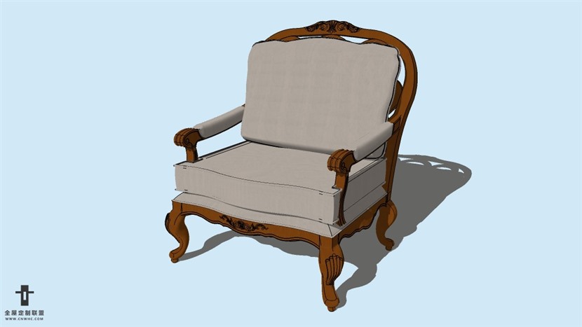 SketchUp精品欧式椅子模型草图大师欧式椅子模型下载-ArmChair-003SKP模型