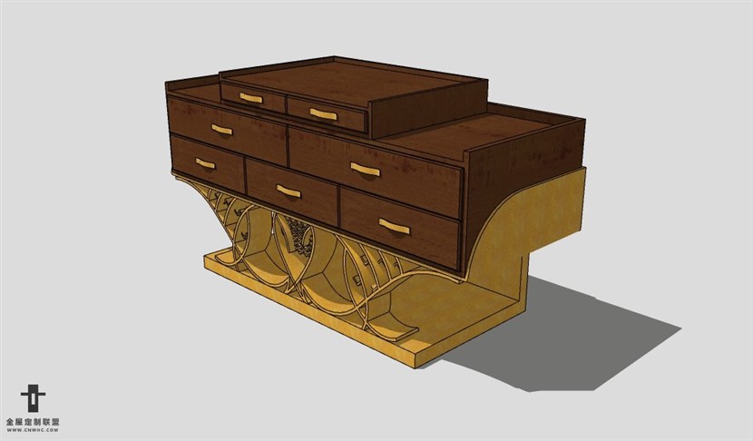 SketchUp柜子模型草图大师玄关柜3D模型Console table-003