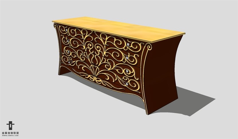 SketchUp柜子模型草图大师玄关柜3D模型Console table-007