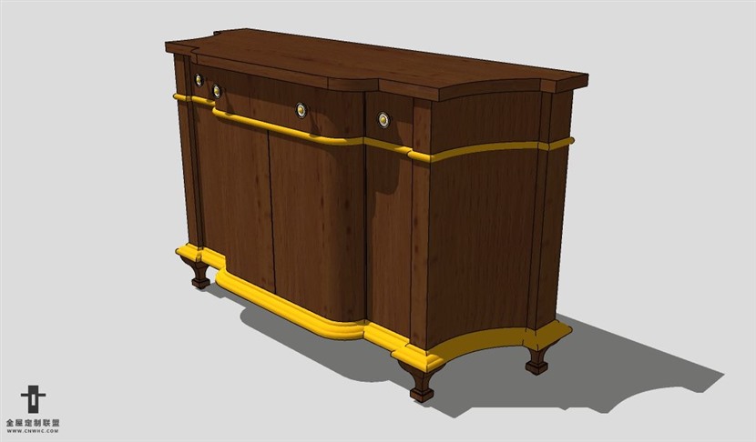 SketchUp柜子模型草图大师玄关柜3D模型Console table-010