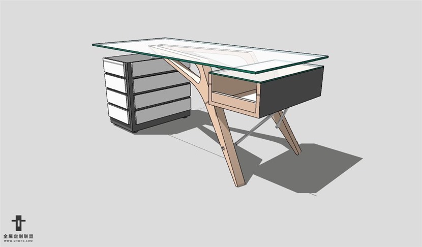 SketchUp桌子模型草图大师办公桌3D模型Desk-006