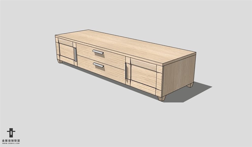 SketchUp柜子模型草图大师电视柜3D模型Entertainment Center-010