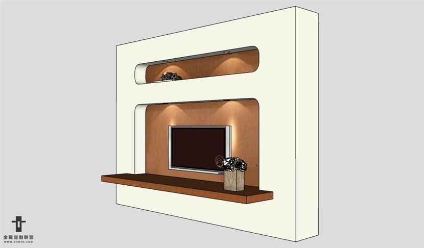 SketchUp柜子模型草图大师电视柜3D模型Entertainment Center-025