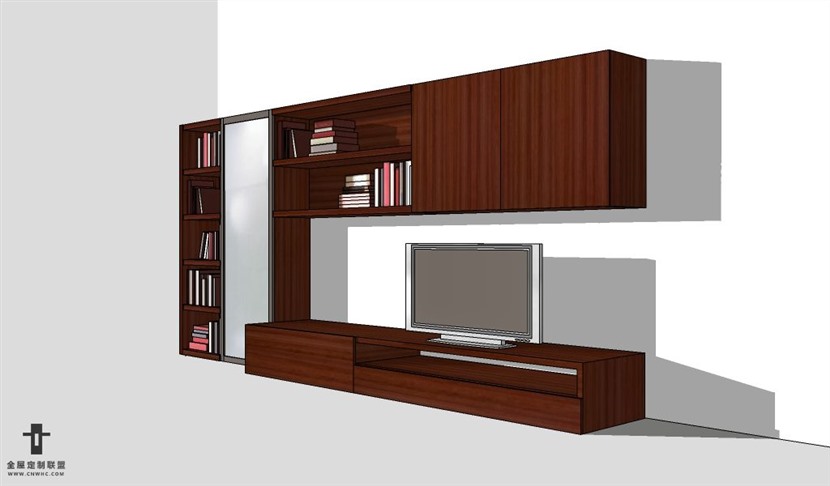 SketchUp柜子模型草图大师电视柜3D模型Entertainment Center-026