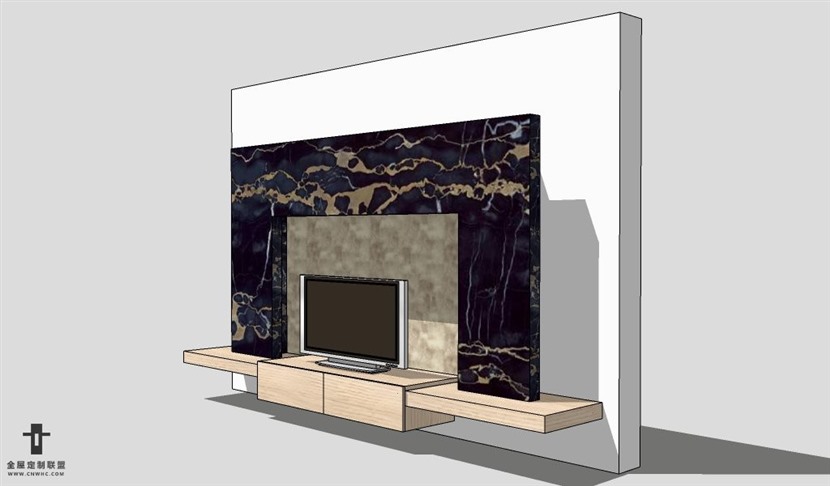 SketchUp柜子模型草图大师电视柜3D模型Entertainment Center-030