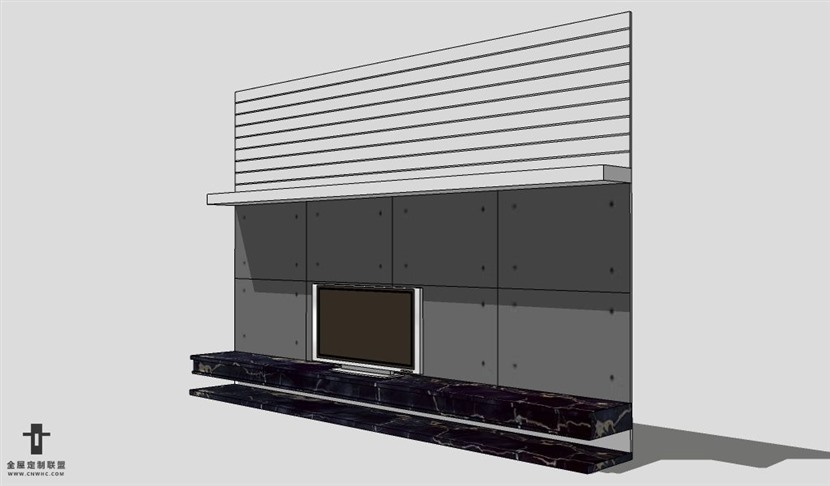 SketchUp柜子模型草图大师电视柜3D模型Entertainment Center-034