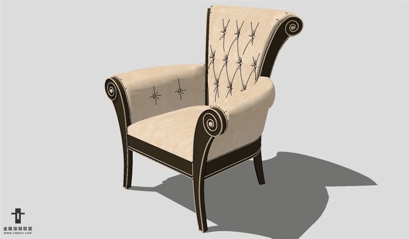 SketchUp椅子模型草图大师主人椅子模型Master Chair-007