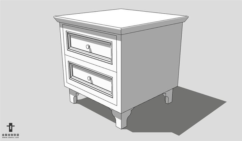 SketchUp床头柜模型草图大师床头柜3D模型Nightstand-003